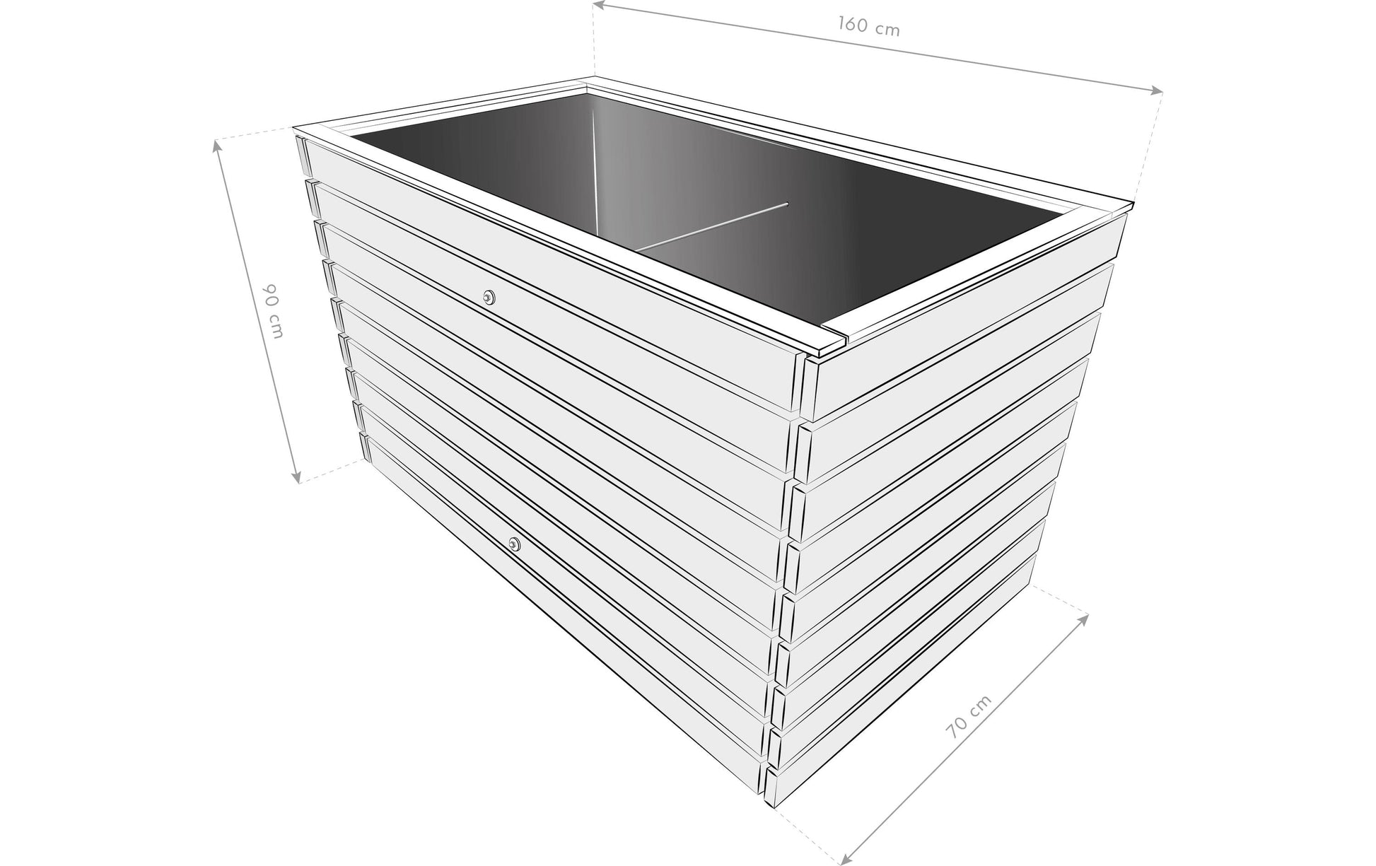 Westmann Asket XL Hochbeet – 160 × 70 × 90 cm – Holz (Fichte), braun