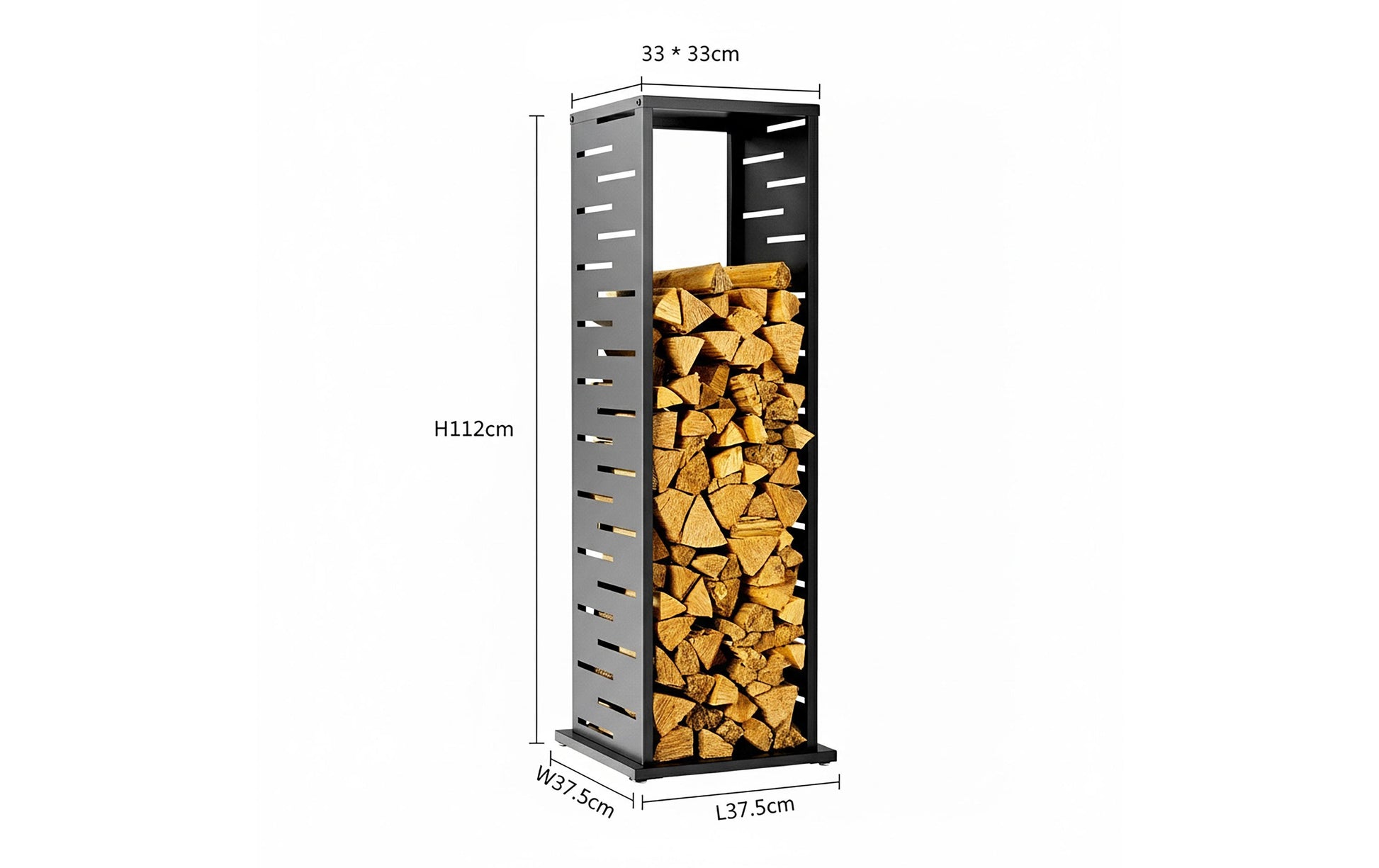 Westmann Luma Grid Kaminholzregal – Stahl – Anthrazit – 380 × 1120 × 380 mm