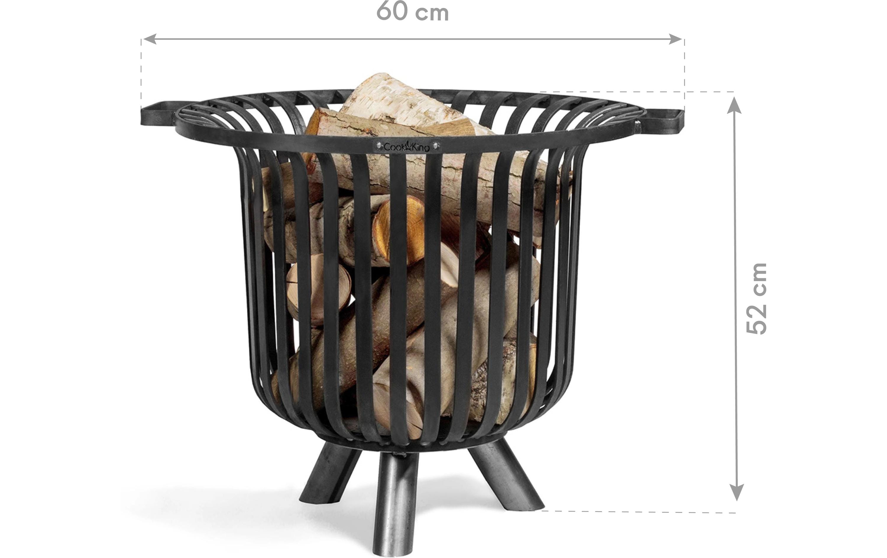Cook king CookKing Feuerkorb – Ø 60 cm × 52,1 cm – Stahl, Schwarz