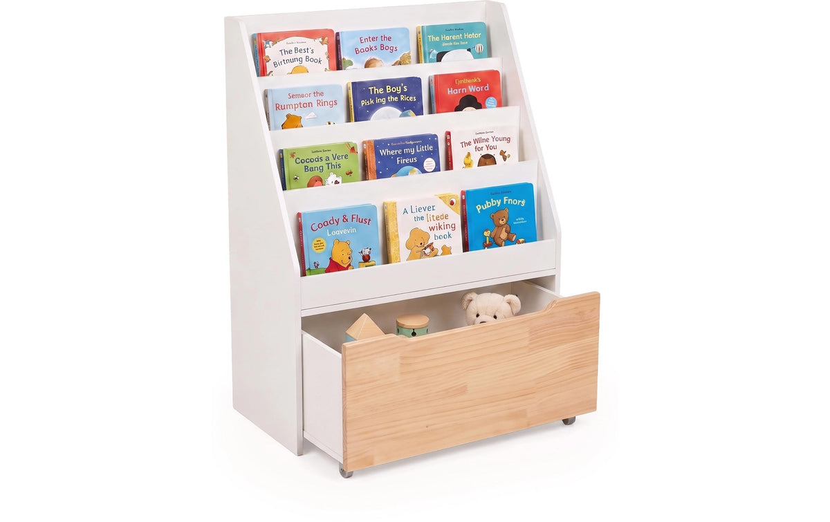 Relaxdays Bücherregal – 4 Böden – 60 × 30 × 80 cm – Hellbraun/Weiss – Kiefernholz/MDF