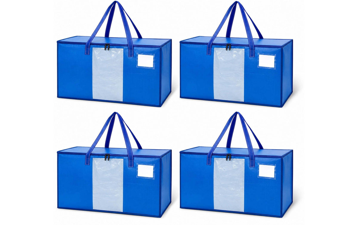 Relaxdays Aufbewahrungsbox 100 l – Kunststoff – Blau/Transparent – 700 × 420 × 350 mm – 4 Stück