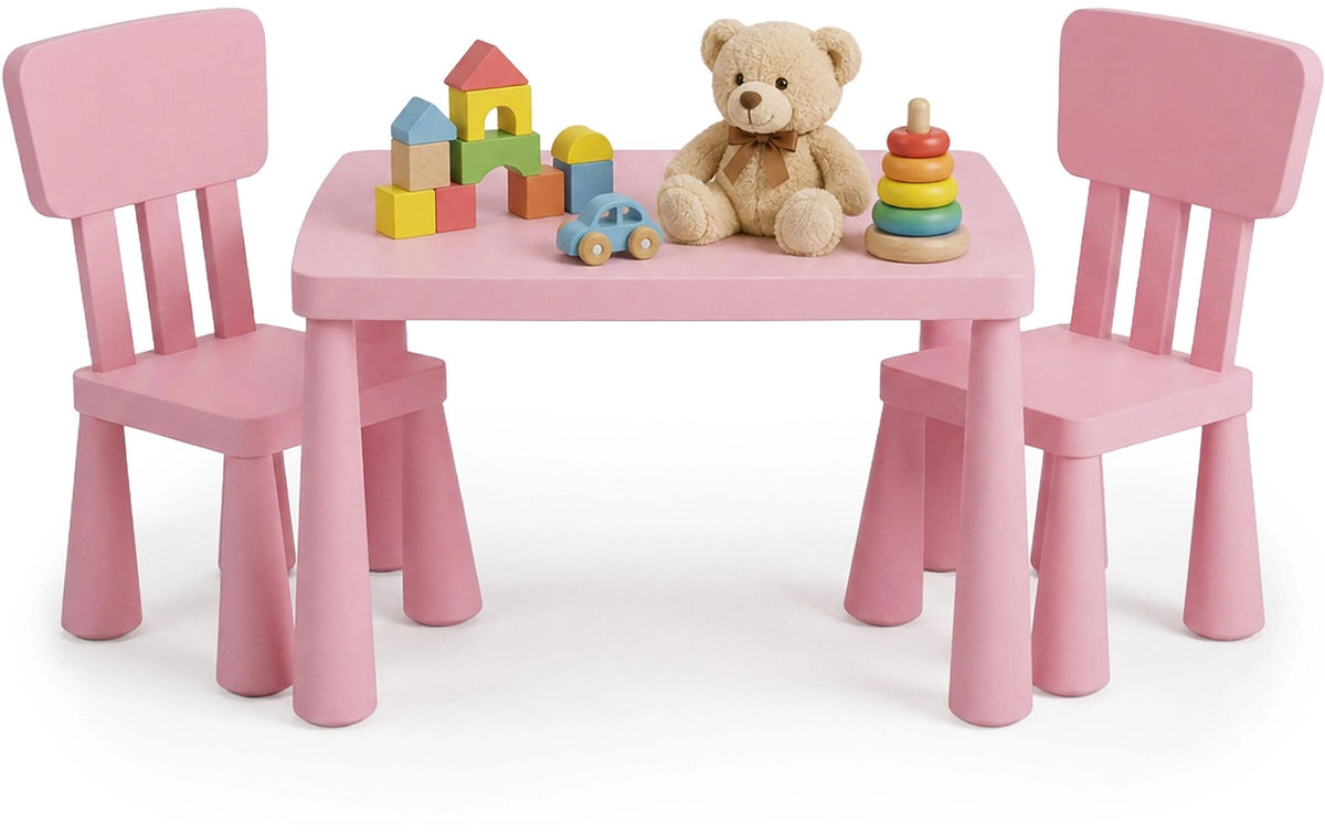 Relaxdays Bistro-Set – Rosa – Kunststoff – Tisch 77 × 55 × 48 cm