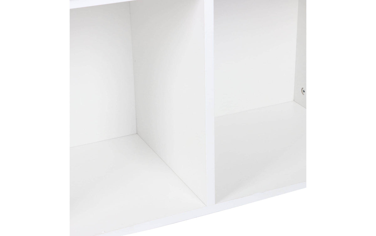 Relaxdays Kinderbank mit 4 Boxen – MDF – Grau/Weiss – 1420 × 540 × 320 mm