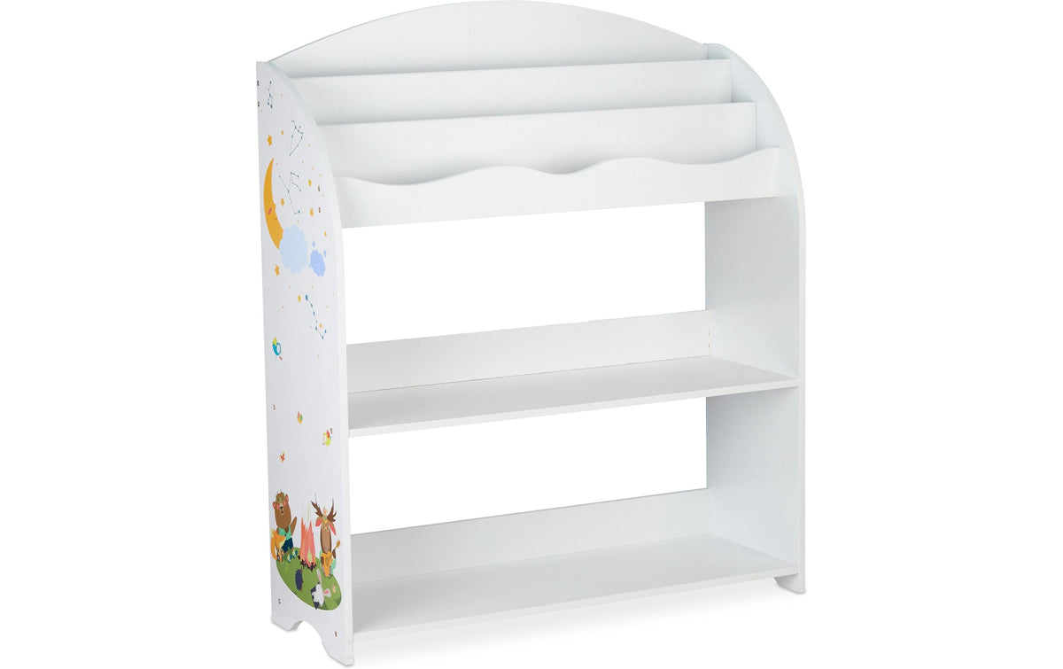 Relaxdays Beistelltisch – 82,5 × 30 × 98 cm – Faserplatte & Eisen – Grau/Hellblau/Weiss – mit 4 Stoffboxen