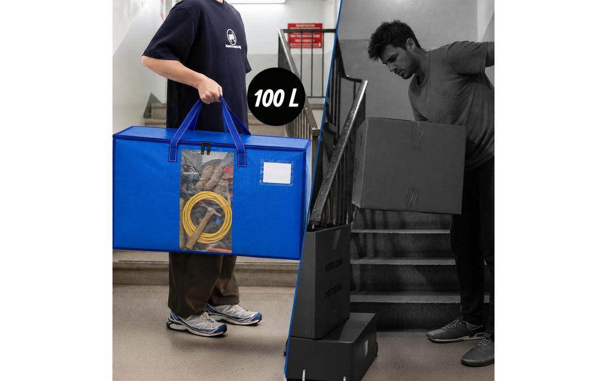 Relaxdays Aufbewahrungsbox 100 l – Kunststoff – Blau/Transparent – 700 × 420 × 350 mm – 4 Stück