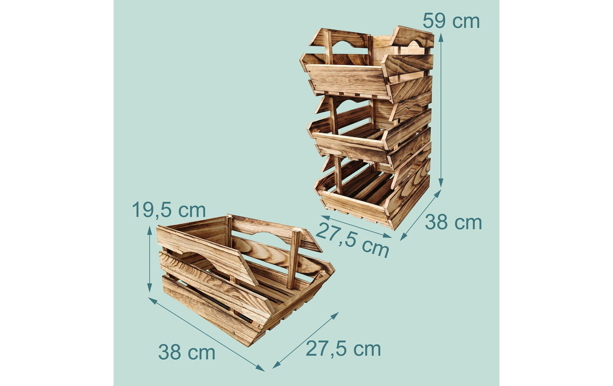 Relaxdays Aufbewahrungsbox – Holz – Braun/Hellbraun – 275 × 200 × 380 mm – Set 3 Stück