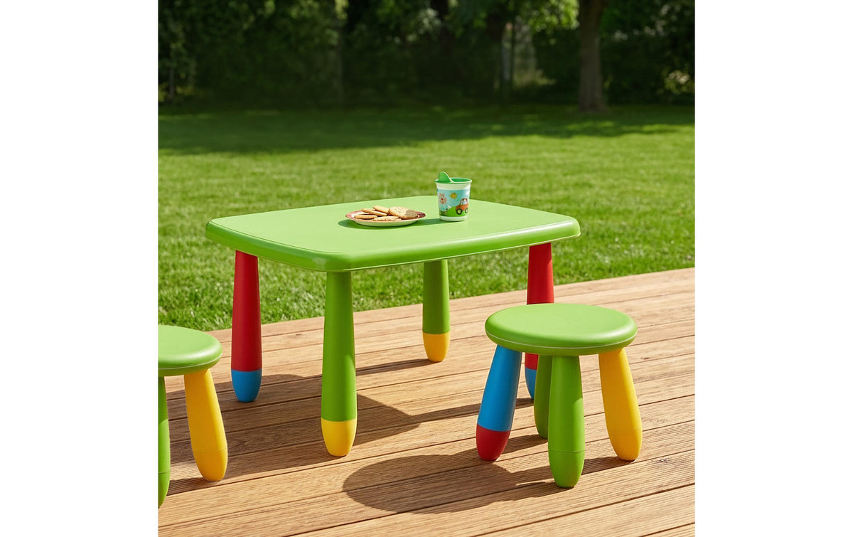 Relaxdays Bistro-Set – Gelb, Grün, Rot – Kunststoff – Tisch 72,5 × 55 × 47 cm