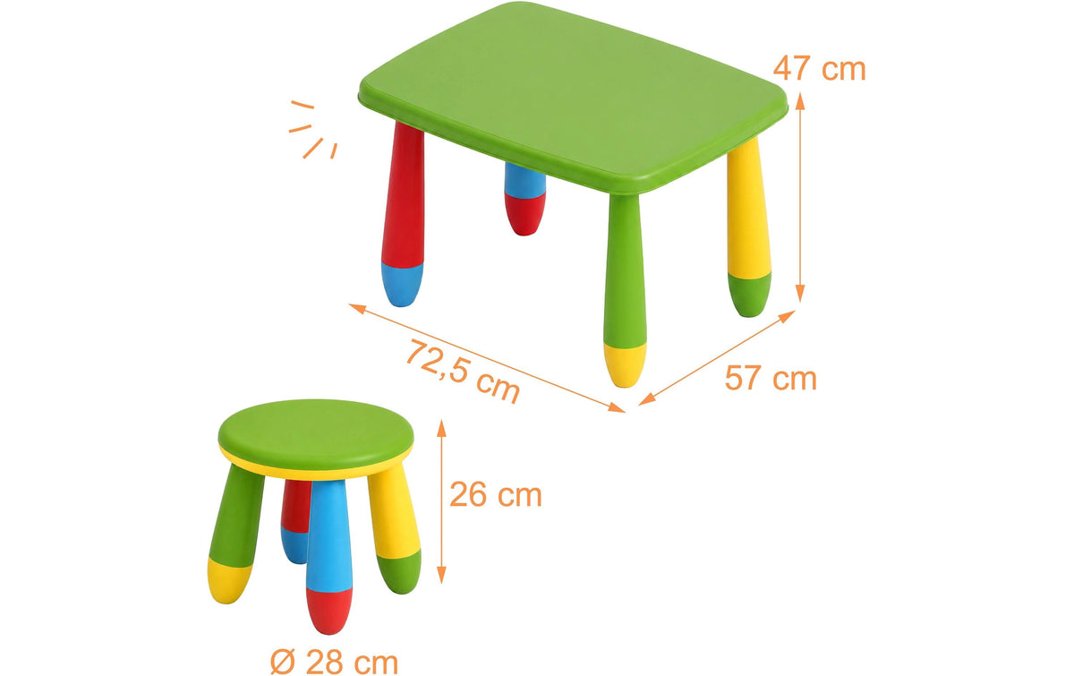 Relaxdays Bistro-Set – Gelb, Grün, Rot – Kunststoff – Tisch 72,5 × 55 × 47 cm