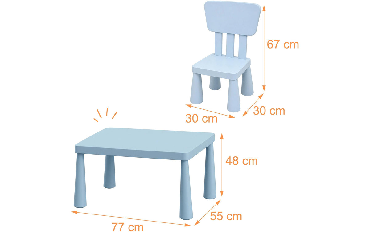 Relaxdays Kinderstuhl – 77 × 55 × 48 cm – Kunststoff – Blau