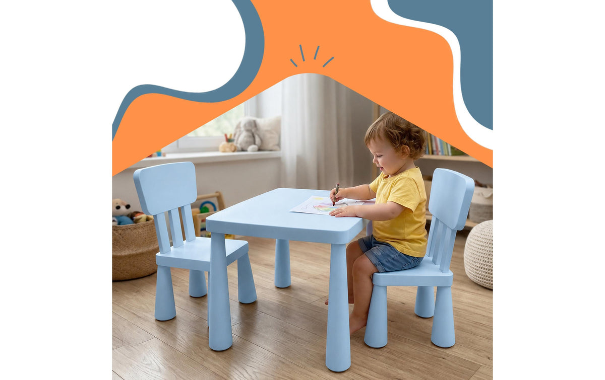 Relaxdays Kinderstuhl – 77 × 55 × 48 cm – Kunststoff – Blau
