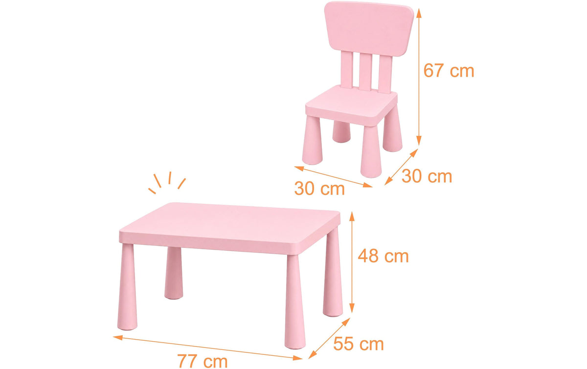 Relaxdays Bistro-Set – Rosa – Kunststoff – Tisch 77 × 55 × 48 cm