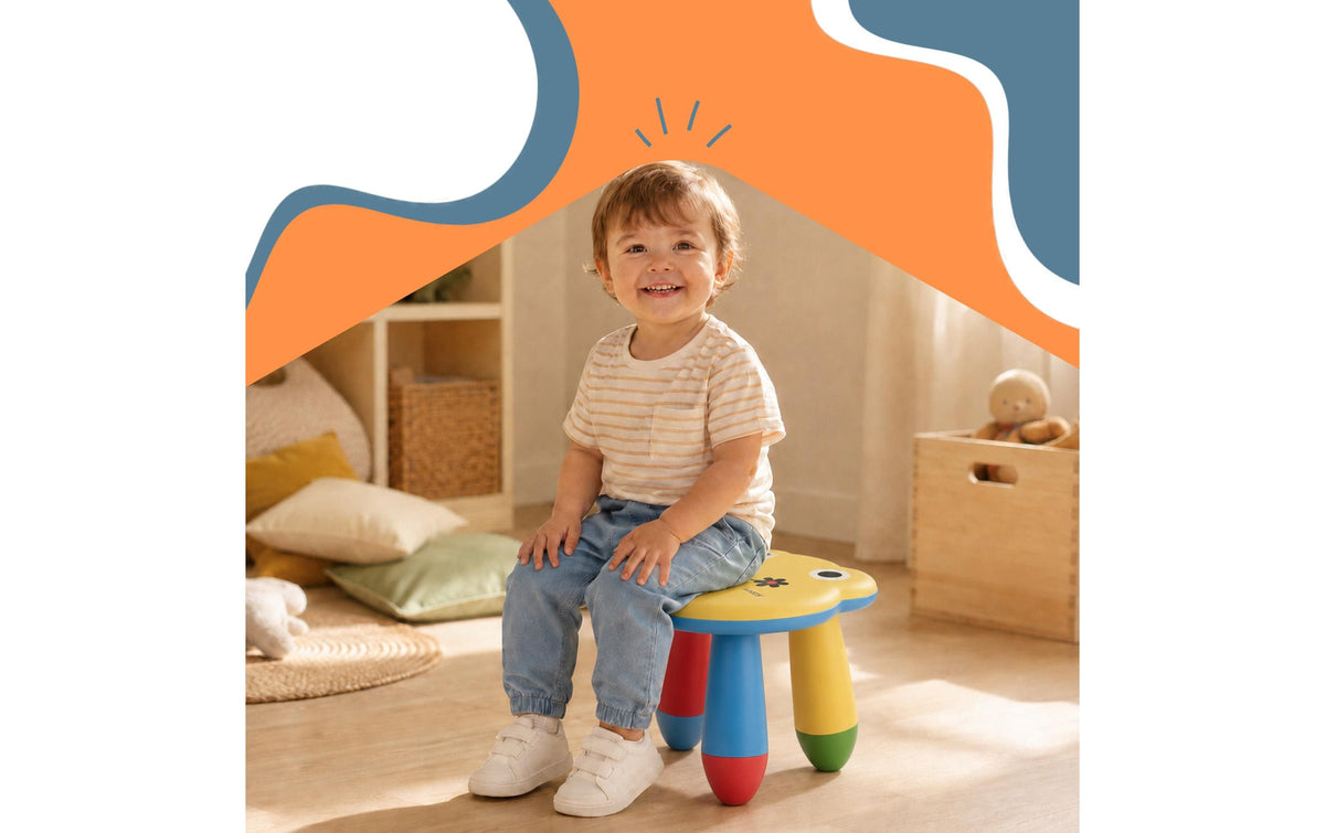 Relaxdays Frosch Kinderstuhl – 28 × 30 × 26 cm – Kunststoff – Mehrfarbig