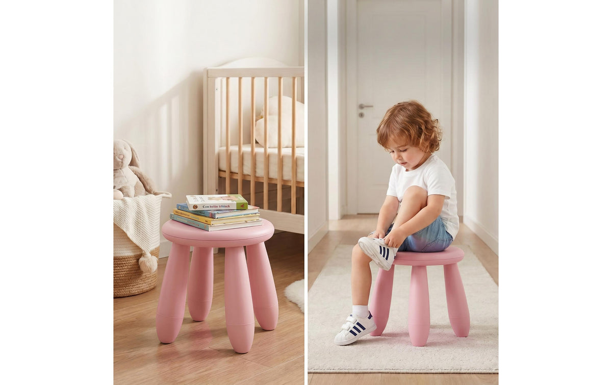 Relaxdays Hocker – B 28 × T 28 × H 26 cm – Kunststoff, Rosa – für Kinder