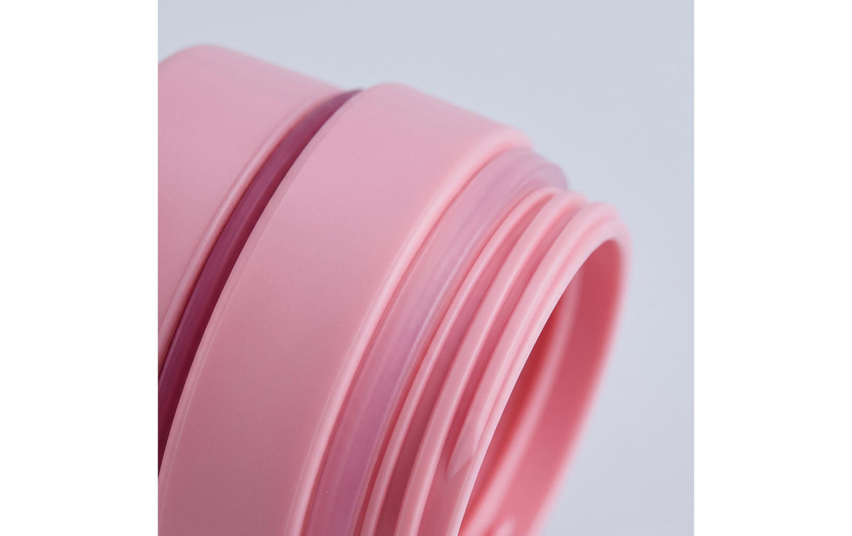 Relaxdays Müslibecher to go – 4er Set, 400 ml, Kunststoff/Silikon, Rosa, spülmaschinenfest, mikrowellenfest