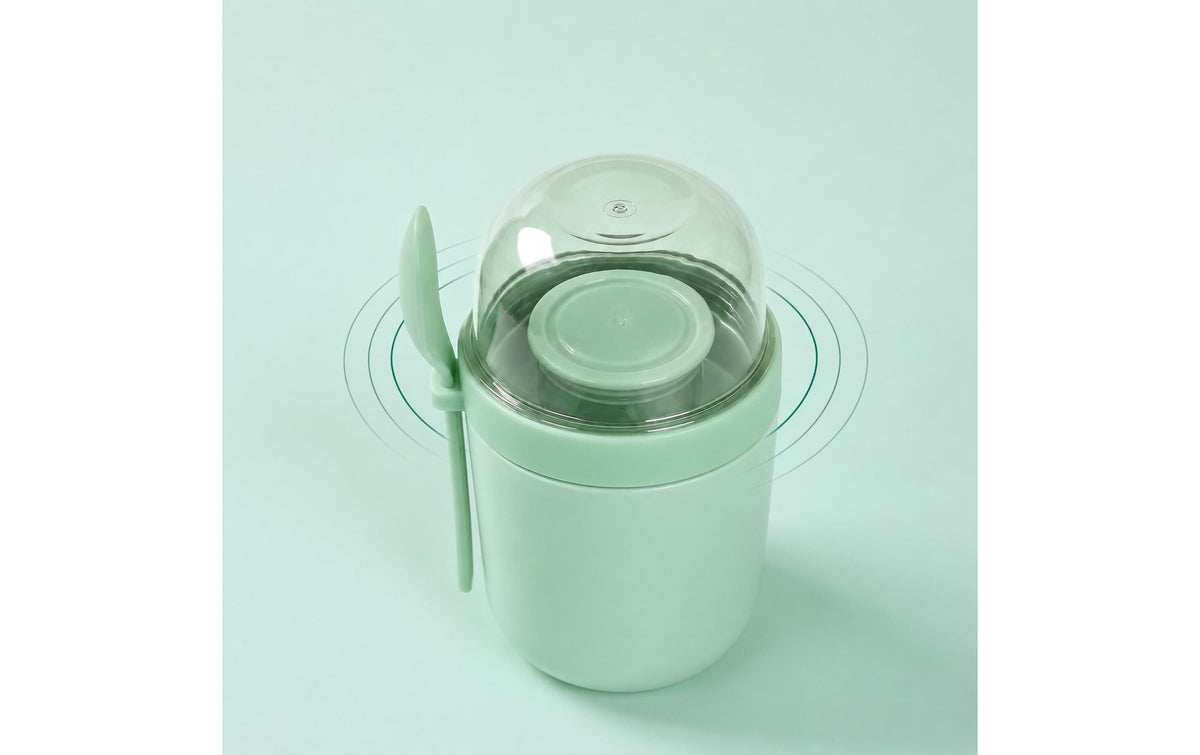 Relaxdays Müslibecher to go – 4er Set, 400 ml, 11 × 9,5 × 16 cm, Kunststoff/Silikon, BPA-frei