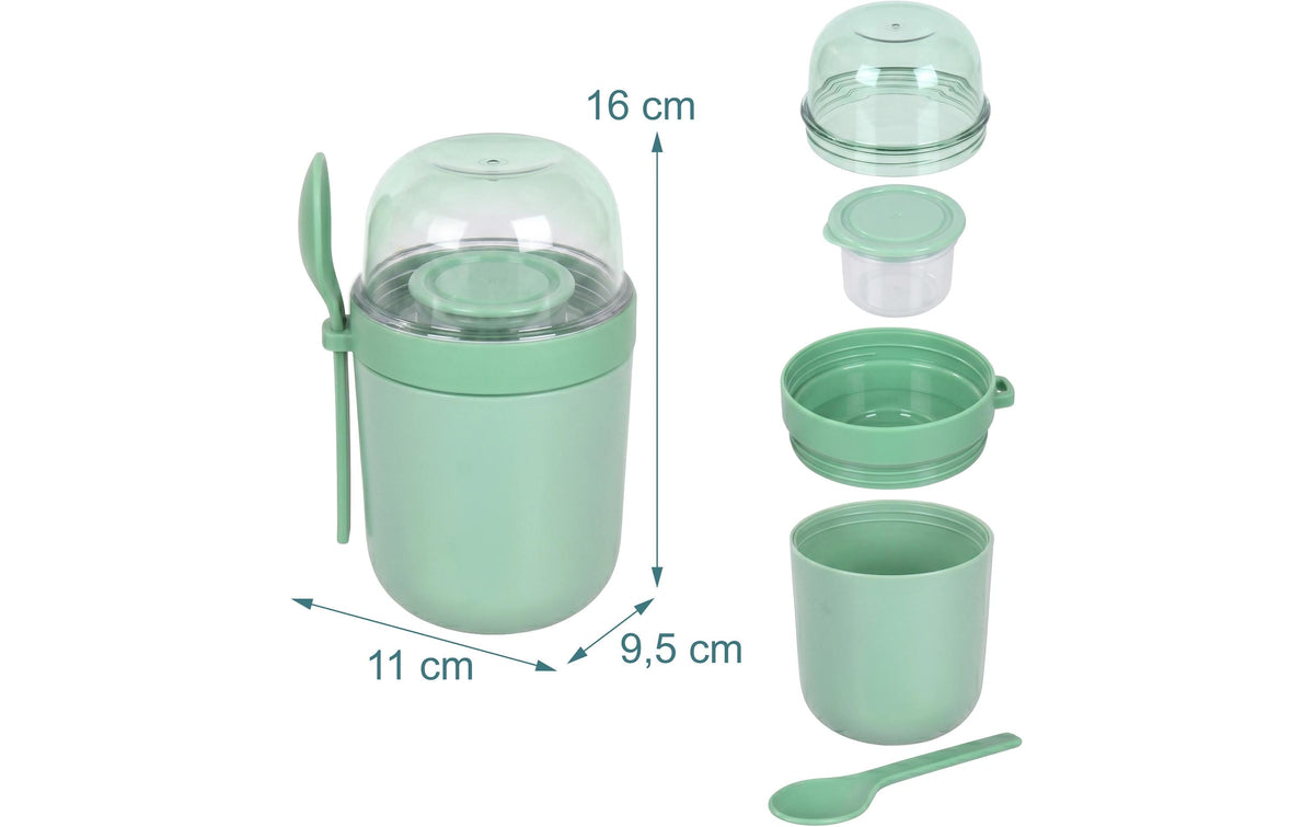 Relaxdays Müslibecher to go – 4er Set, 400 ml, 11 × 9,5 × 16 cm, Kunststoff/Silikon, BPA-frei