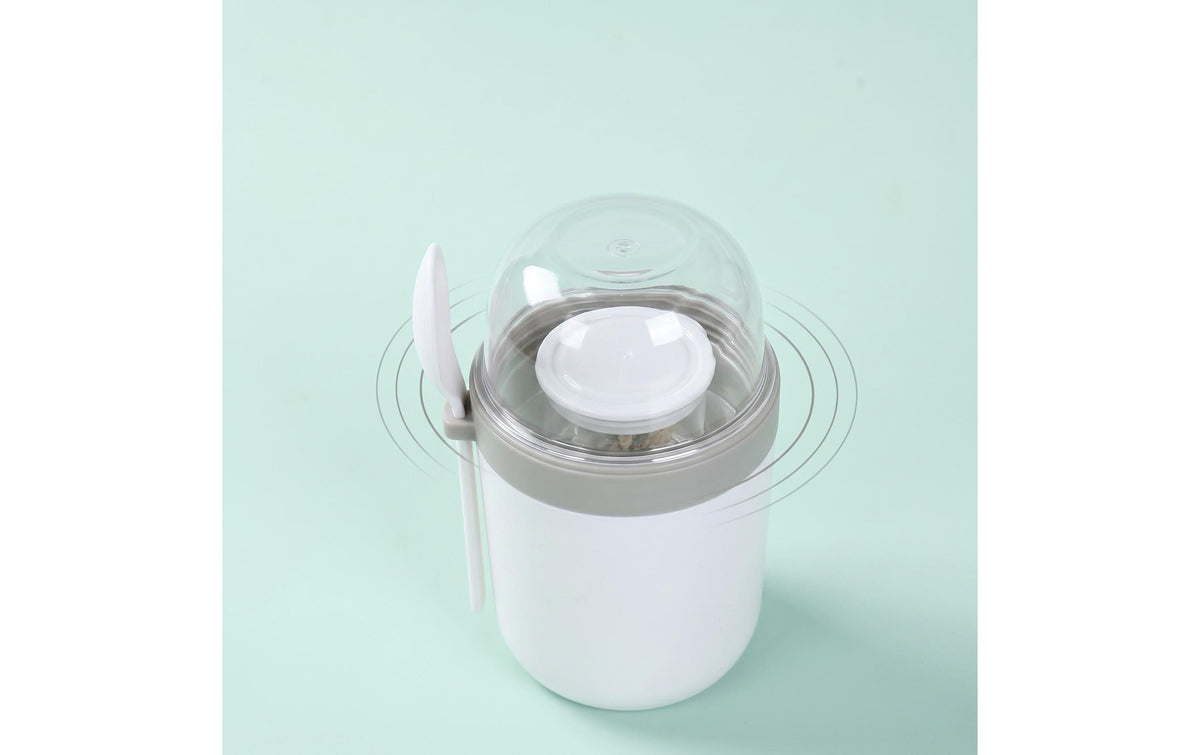 Relaxdays Müeslibecher to go – 4er Set, 400 ml, 11 × 9,5 × 16 cm, Kunststoff (PP)/Silikon