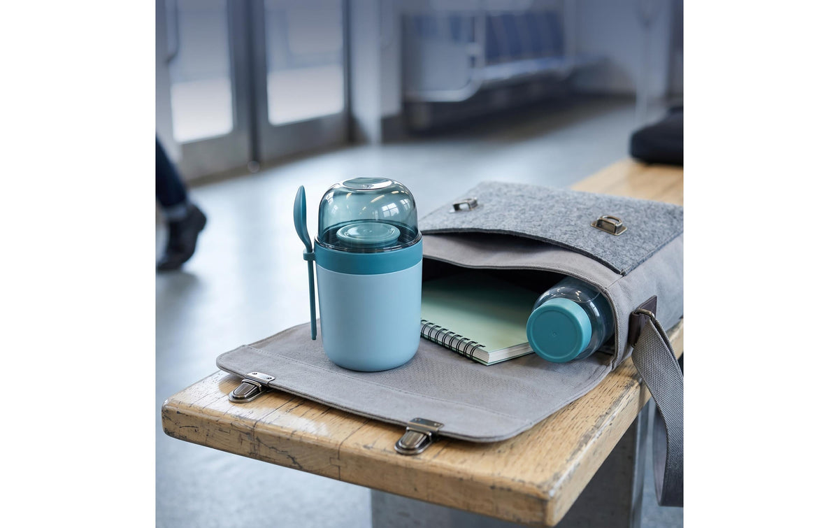 Relaxdays Müslibecher to go – 4er Set, 400 ml, Kunststoff/Silikon, spülmaschinenfest, BPA-frei