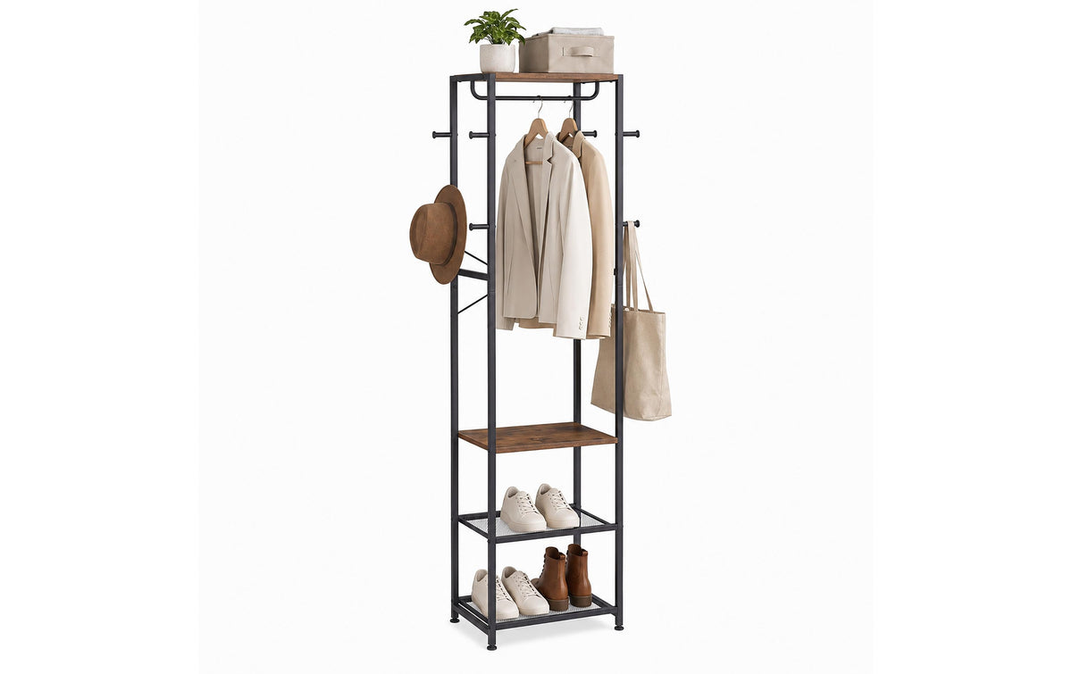 Relaxdays Garderobenständer – Eisen/MDF – Braun/Schwarz – 1810 mm