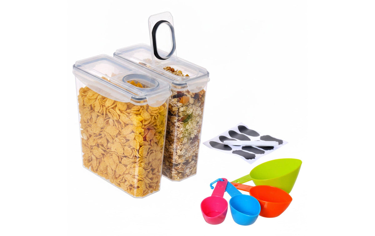 Relaxdays Vorratsdose 3,7 l, 24 × 11,5 × 25 cm, Polypropylen (PP)/Silikon, Schwarz/Transparent