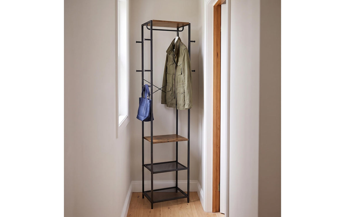 Relaxdays Garderobenständer – Eisen/MDF – Braun/Schwarz – 1810 mm