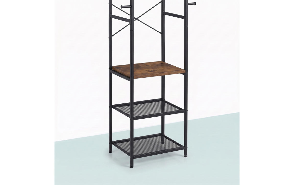 Relaxdays Garderobenständer – Eisen/MDF – Braun/Schwarz – 1810 mm