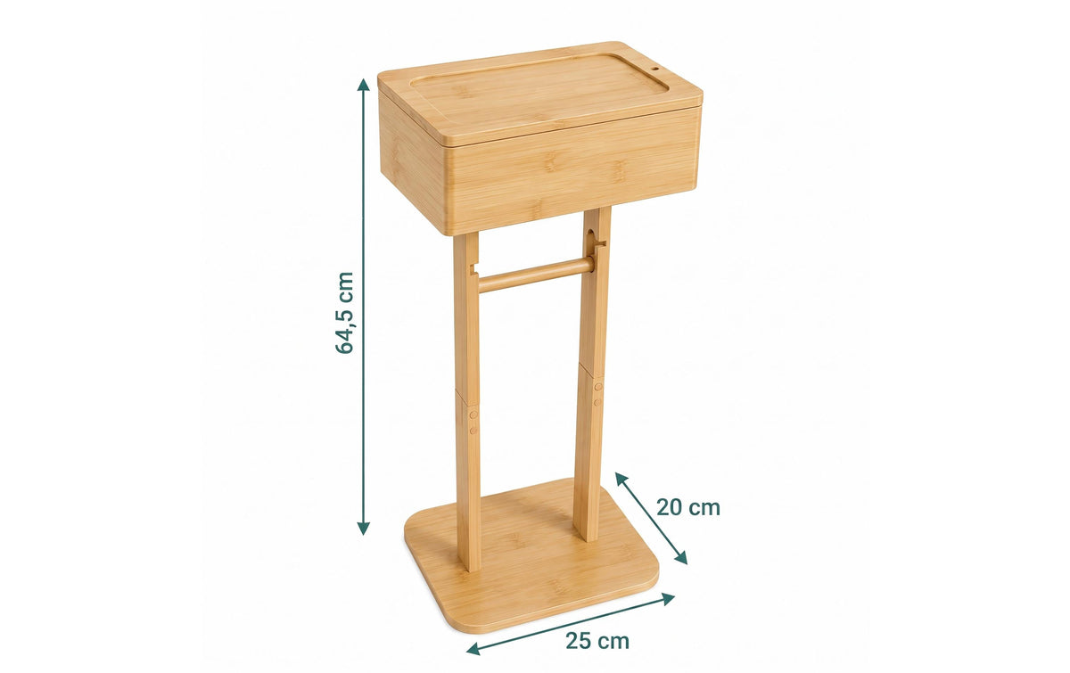 Relaxdays Toilettenpapierständer – Bambus/MDF, Braun, für 1 Rolle, 25 × 20 × 64,5 cm