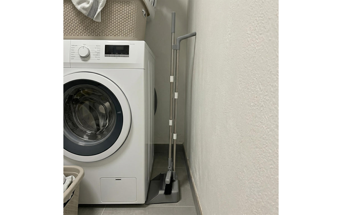 Relaxdays Kehrgarnitur – 27 cm, Edelstahl/PP/PET, Grau/Schwarz/Silber, 2-teilig, für Innen- und Aussenbereich