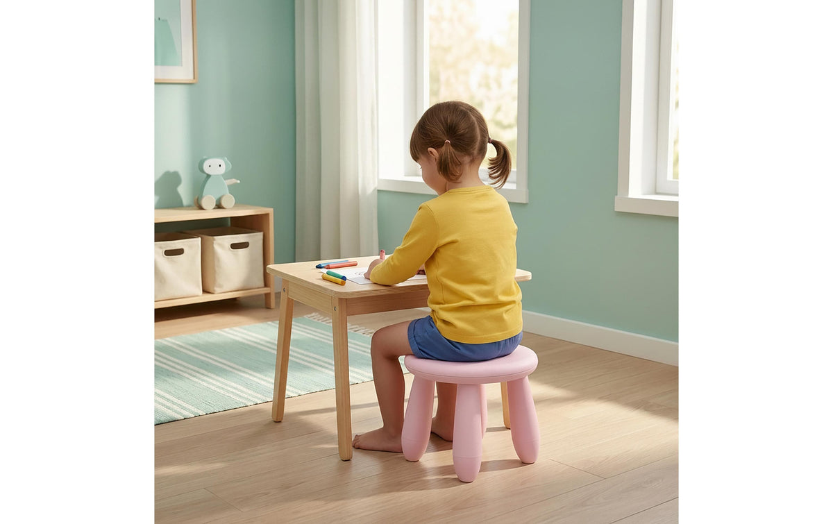 Relaxdays Hocker – B 28 × T 28 × H 26 cm – Kunststoff, Rosa – für Kinder
