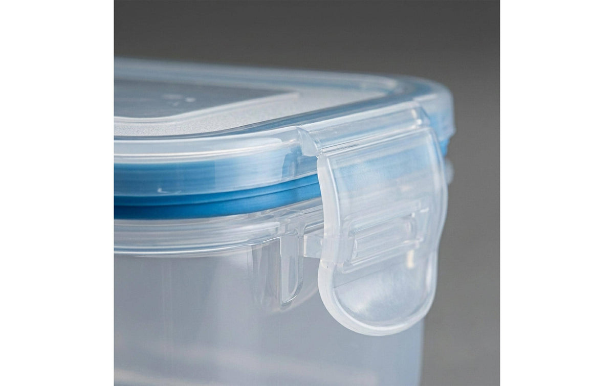 Relaxdays Vorratsdose 1,5 l, Kunststoff/Silikon, Transparent/Blau, 8-teilig