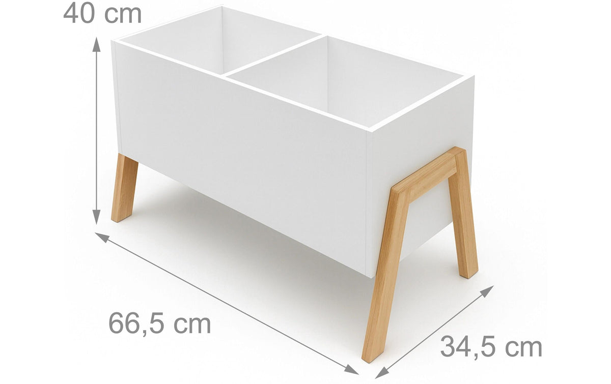 Relaxdays Freistehendes Bücherregal – 2 Böden – 66,5 × 34,5 × 40 cm – Hellbraun/Weiss – MDF/Holz