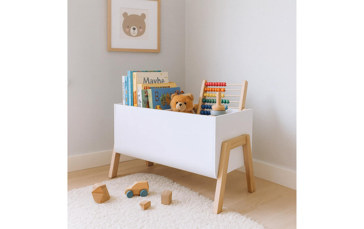 Relaxdays Freistehendes Bücherregal – 2 Böden – 66,5 × 34,5 × 40 cm – Hellbraun/Weiss – MDF/Holz