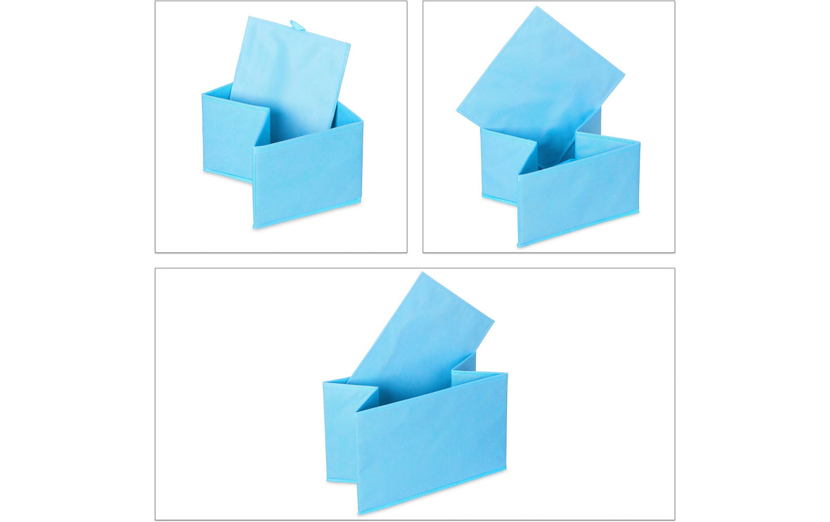 Relaxdays Aufbewahrungsbox – Spanplatte/Metall – Hellblau/Grau/Weiss – 4 Tablare – 825 × 660 × 295 mm