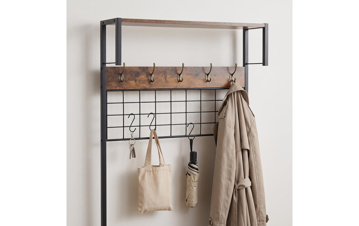 Relaxdays Garderobenständer – Stahl/MDF, Braun/Schwarz, 80 × 30 × 176 cm