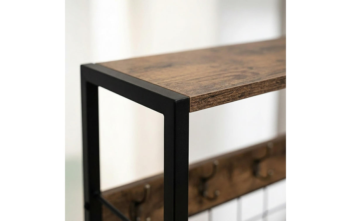 Relaxdays Garderobenständer – Stahl/MDF, Braun/Schwarz, 80 × 30 × 176 cm