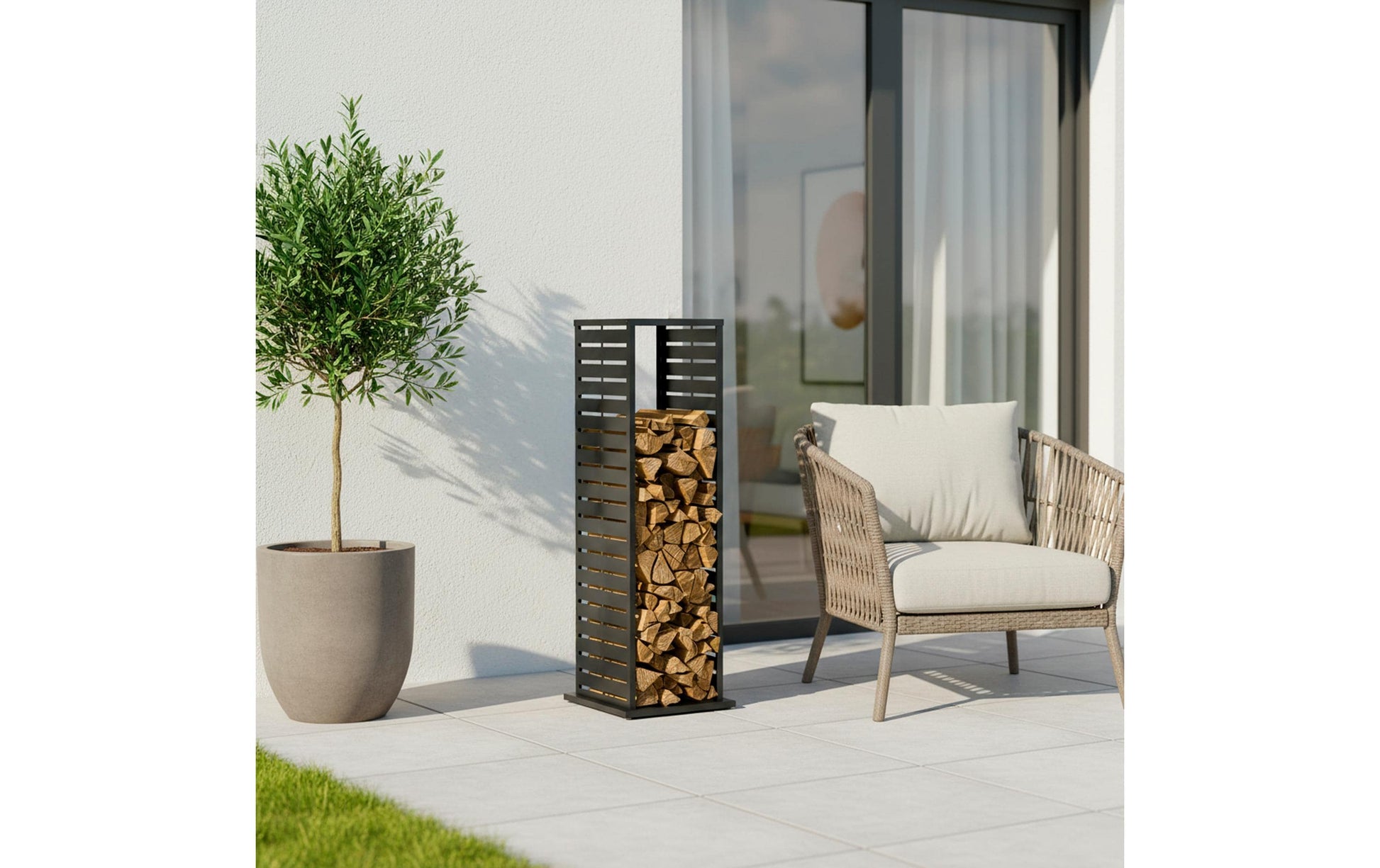 Westmann Luma Lane Kaminholzregal – Anthrazit – Für Aussenanwendung – 375 × 1120 × 375 mm