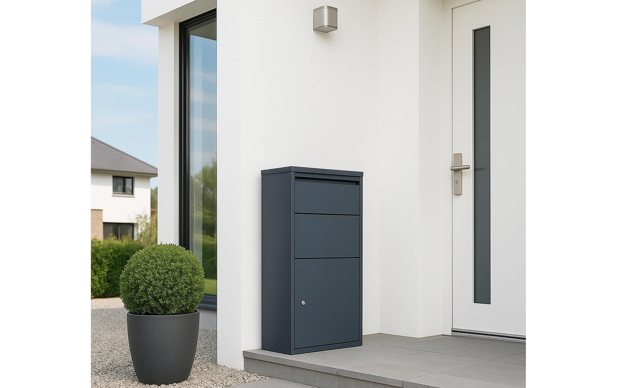 Westmann Pollux Briefkasten mit Paketbox – Edelstahl/Stahl – Anthrazit – 440 × 820 × 220 mm