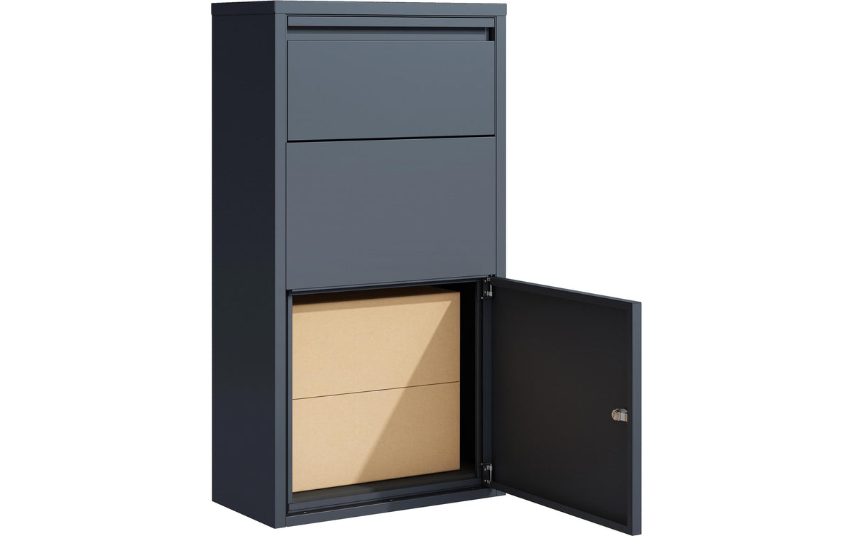 Westmann Pollux Briefkasten mit Paketbox – Edelstahl/Stahl – Anthrazit – 440 × 820 × 220 mm
