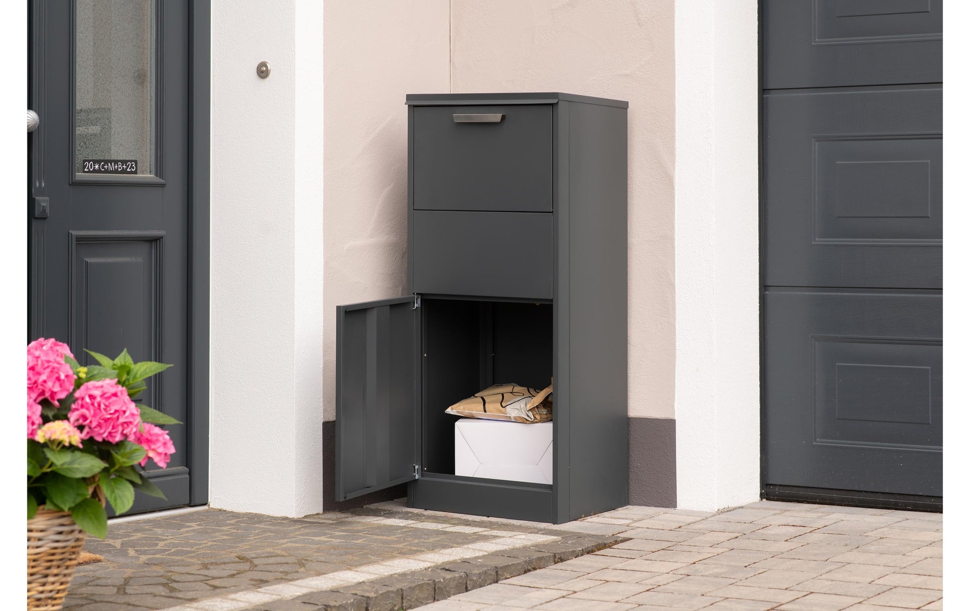 Westmann Pepe – Paketbox, 500 × 390 × 1140 mm, anthrazit, Stahl