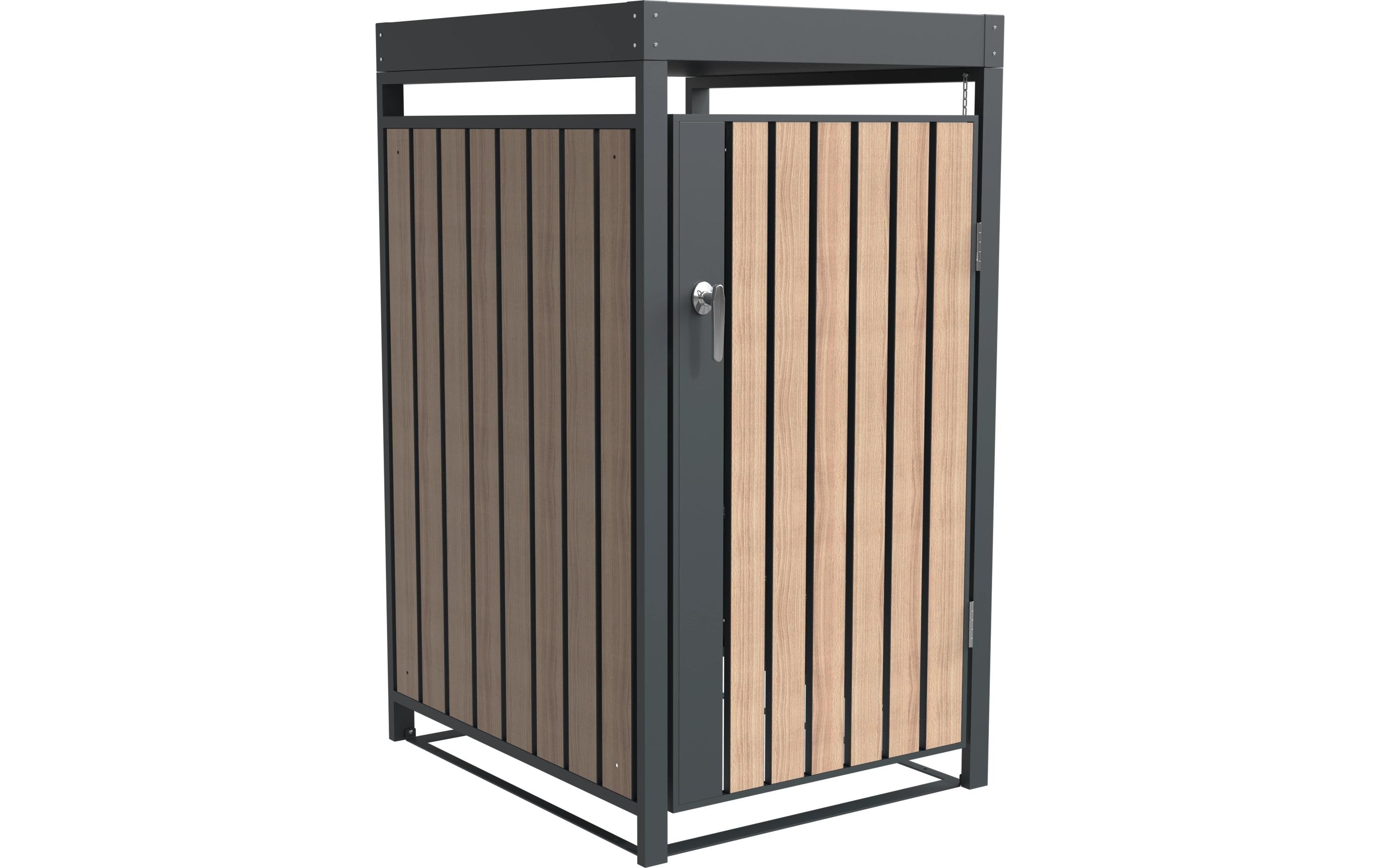 Westmann Mülltonnenbox Planta – für 240 l Mülltonne, Stahl, Anthrazit, Braun, B 680 × T 840 × H 1245 mm