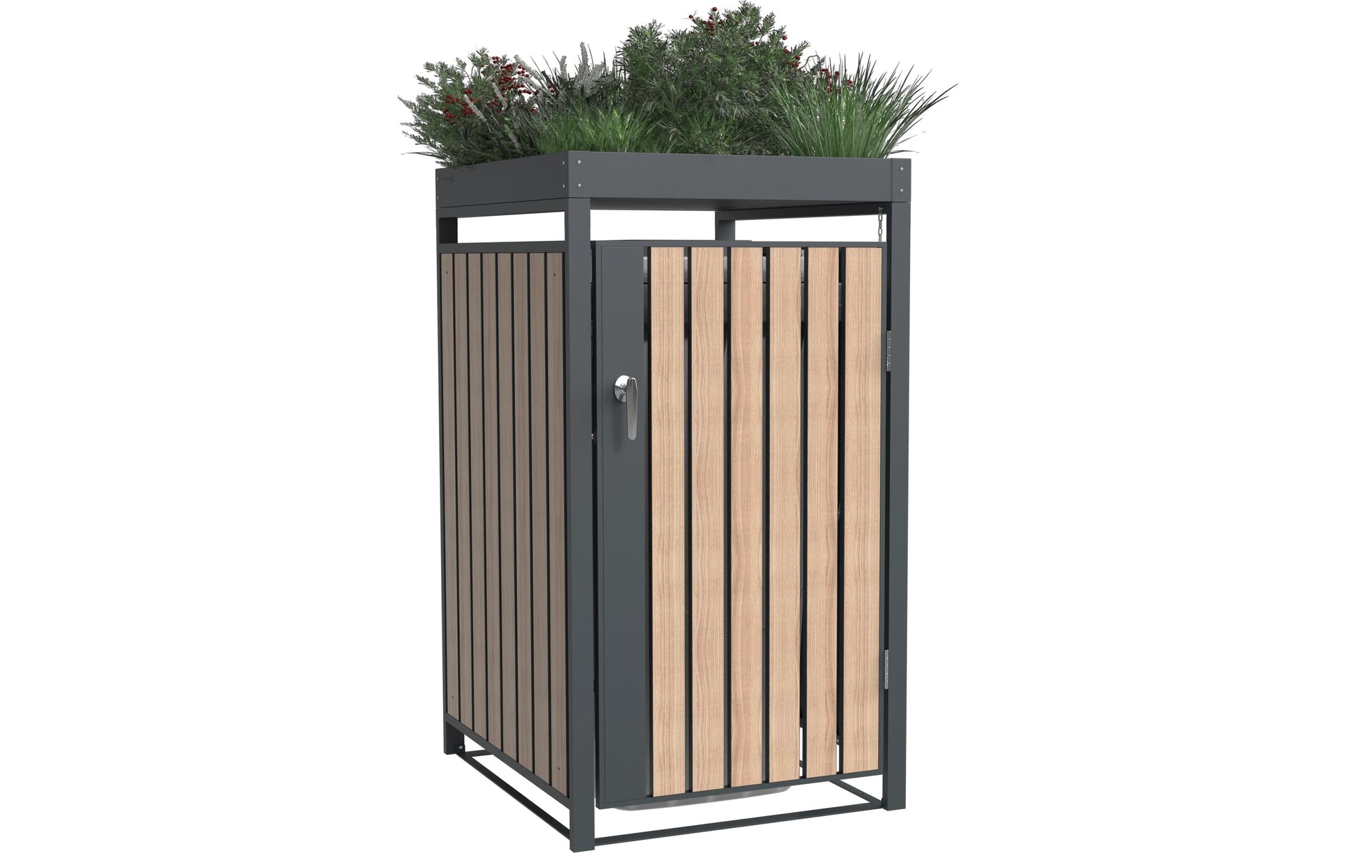 Westmann Mülltonnenbox Planta – für 240 l Mülltonne, Stahl, Anthrazit, Braun, B 680 × T 840 × H 1245 mm