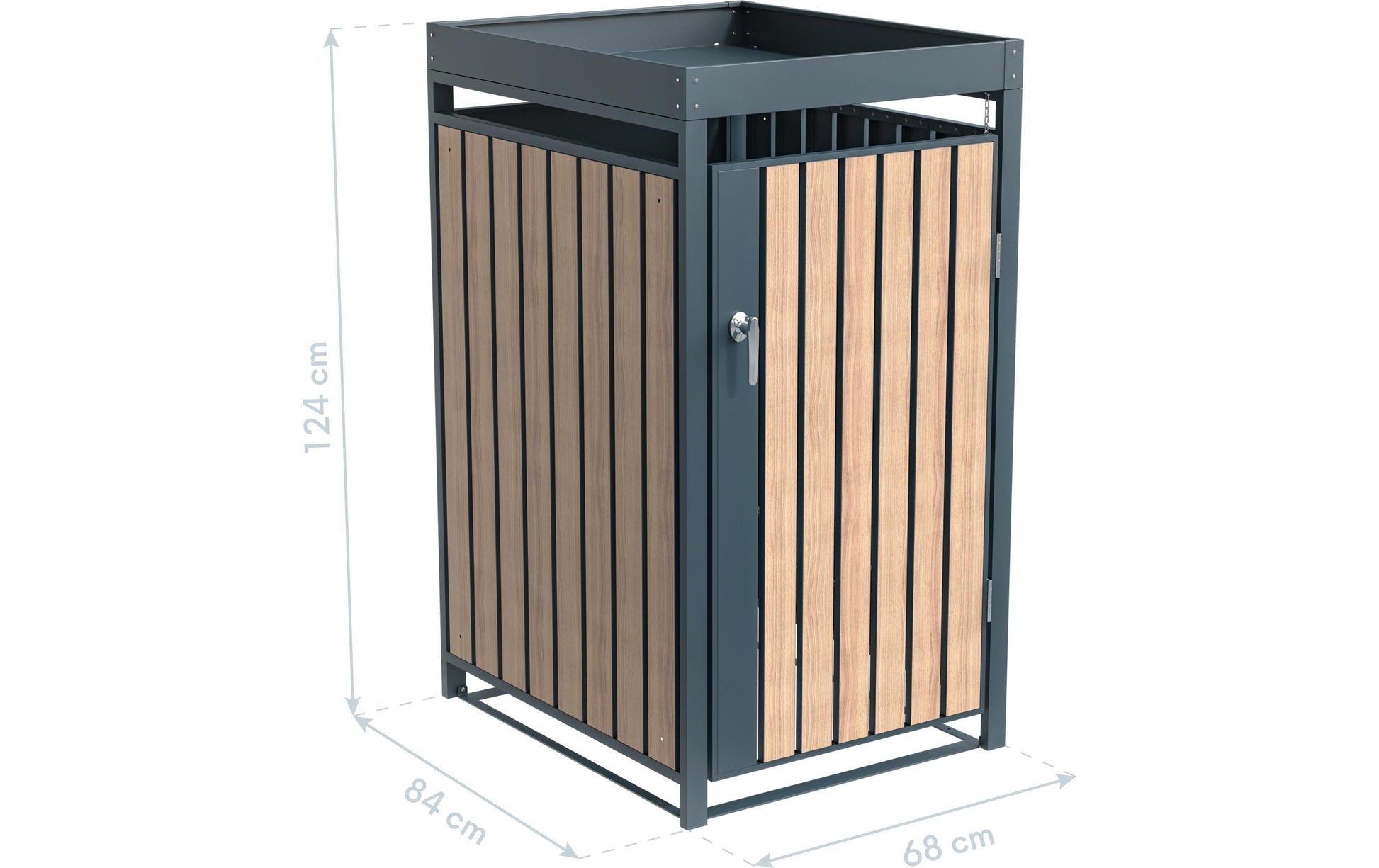 Westmann Mülltonnenbox Planta – für 240 l Mülltonne, Stahl, Anthrazit, Braun, B 680 × T 840 × H 1245 mm