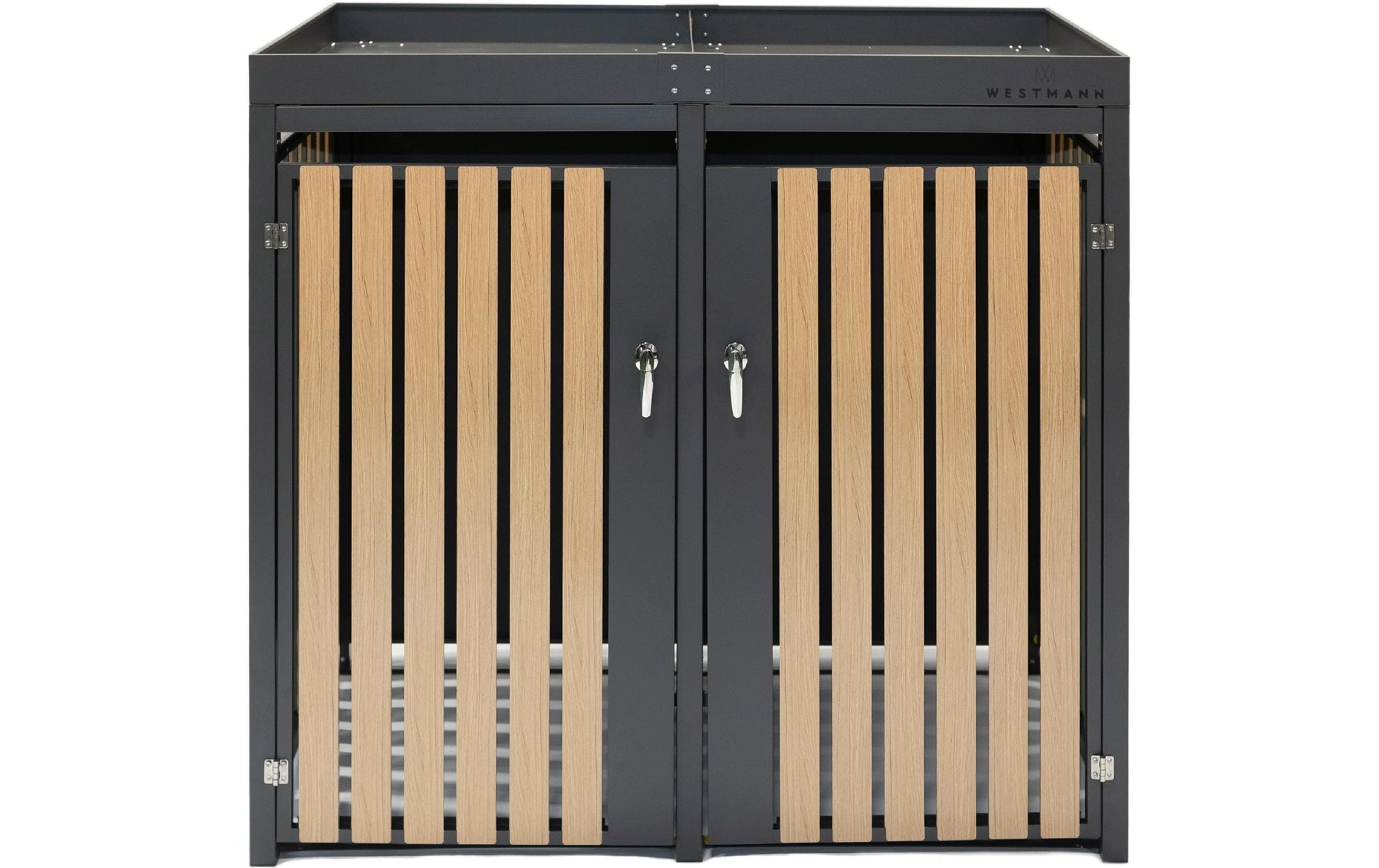 Westmann Müllcontainer Planta – 2×240 l – Stahl, rechteckig – 2-fach – Anthrazit/Braun – Witterungsbeständig