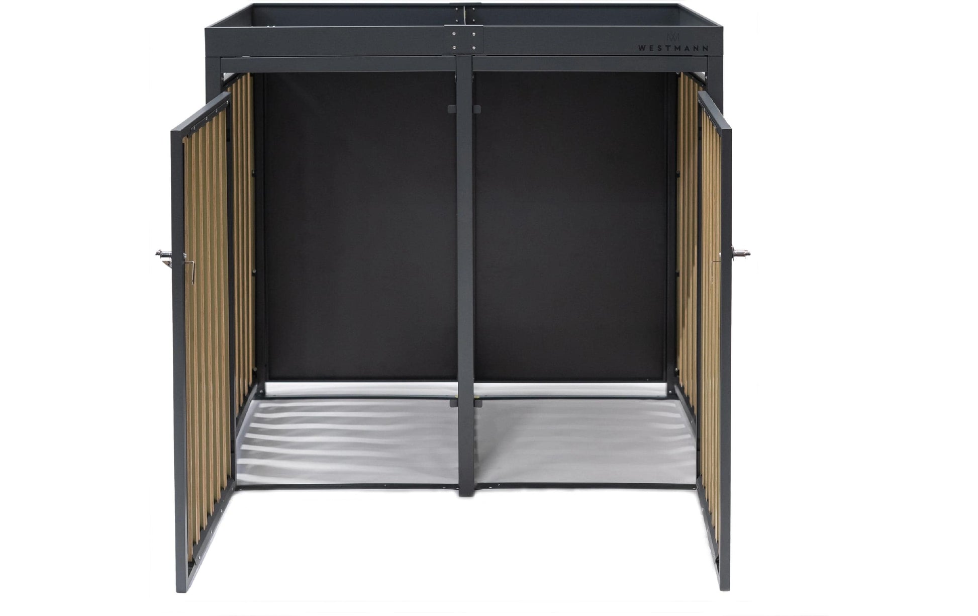 Westmann Müllcontainer Planta – 2×240 l – Stahl, rechteckig – 2-fach – Anthrazit/Braun – Witterungsbeständig