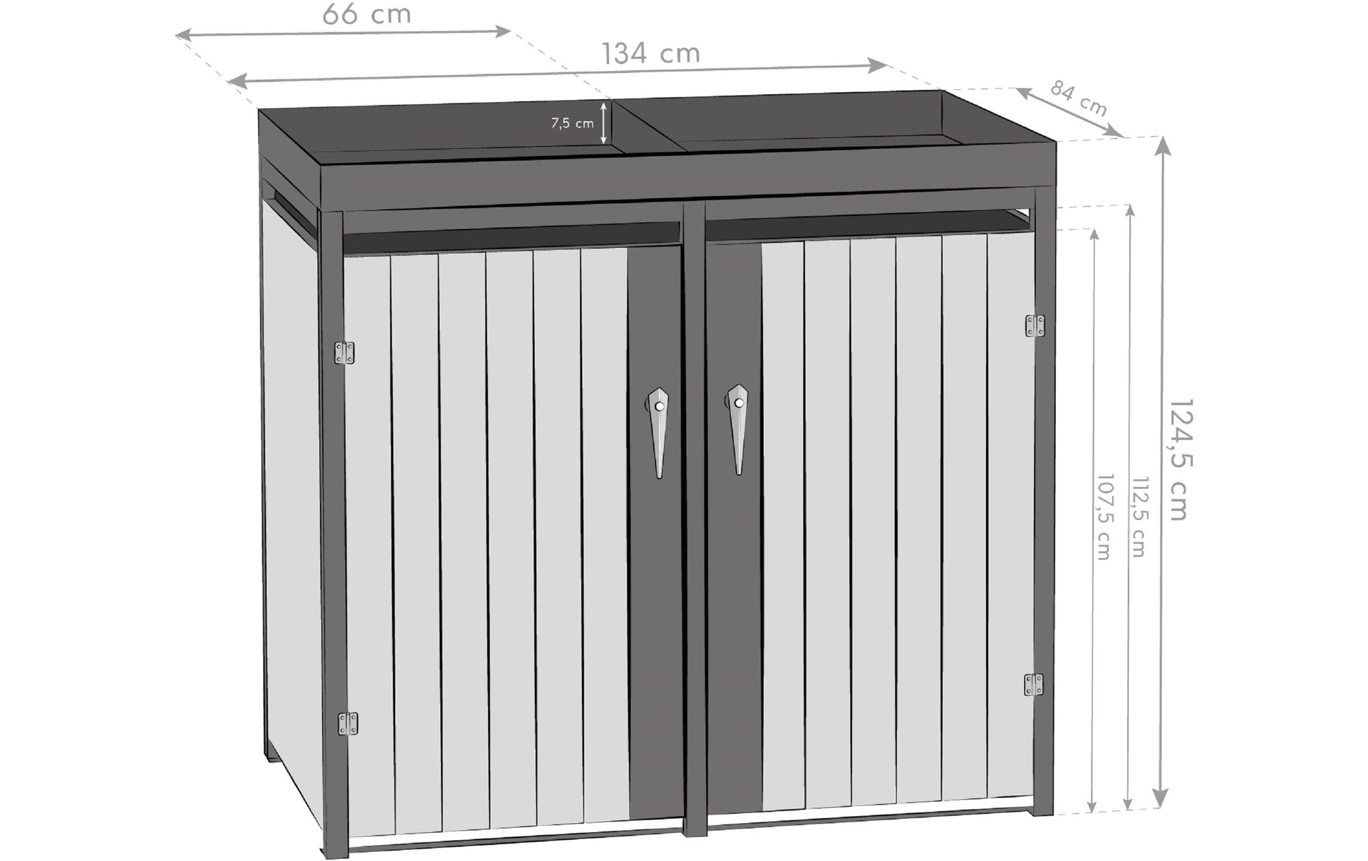Westmann Müllcontainer Planta – 2×240 l – Stahl, rechteckig – 2-fach – Anthrazit/Braun – Witterungsbeständig