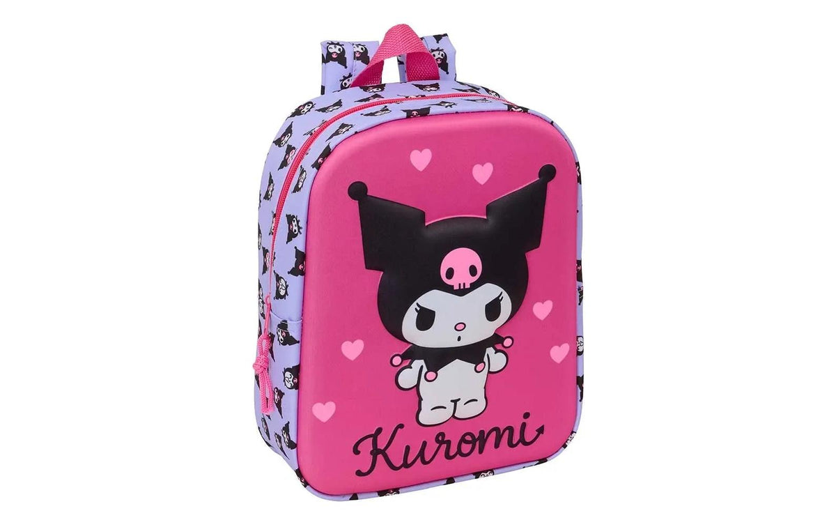 Safta Kindergartenrucksack Kuromi Hearts – Gepolsterte Schultergurte, Polyester – Pink/Lila, 100 × 270 × 220 mm
