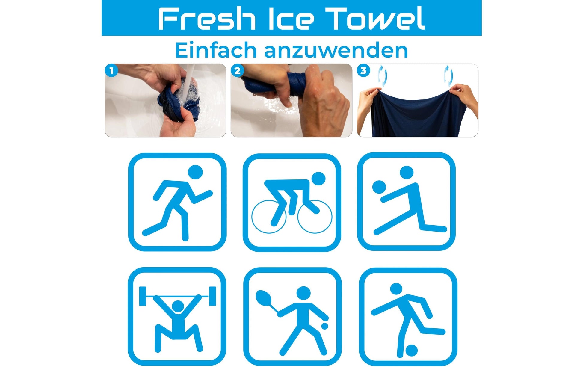 Quick aid Gästetuch – 34 × 80 cm, Blau, Mikrofaser