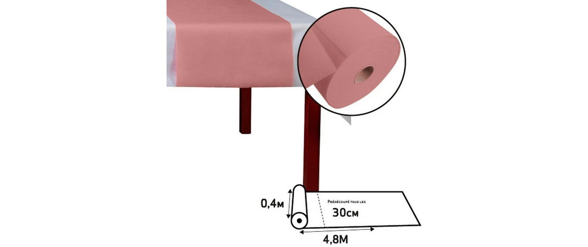 Pro nappe Tischläufer auf Rolle – 40 cm×4,8 m, Kunststoff, Altrosa