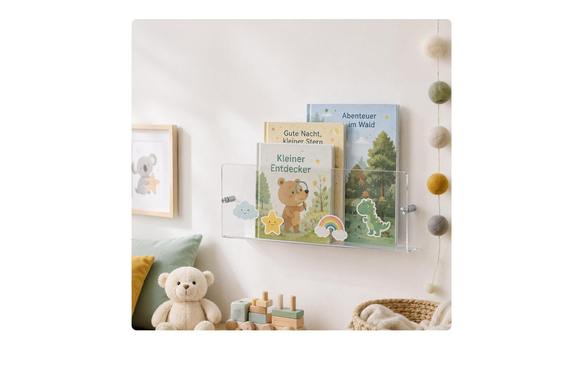 Relaxdays Zeitschriftenhalter – Wandmontage – 48 × 5,5 × 14,5 cm – Silber/Transparent