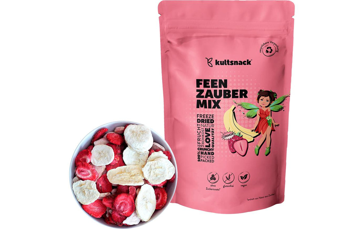 Kultsnack Feenzauber Mix Früchte Gefriergetrocknete Bananen & Erdbeeren, Glutenfrei – 150 g